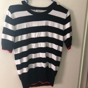 Zara short sleeve sweater navy and white stripe